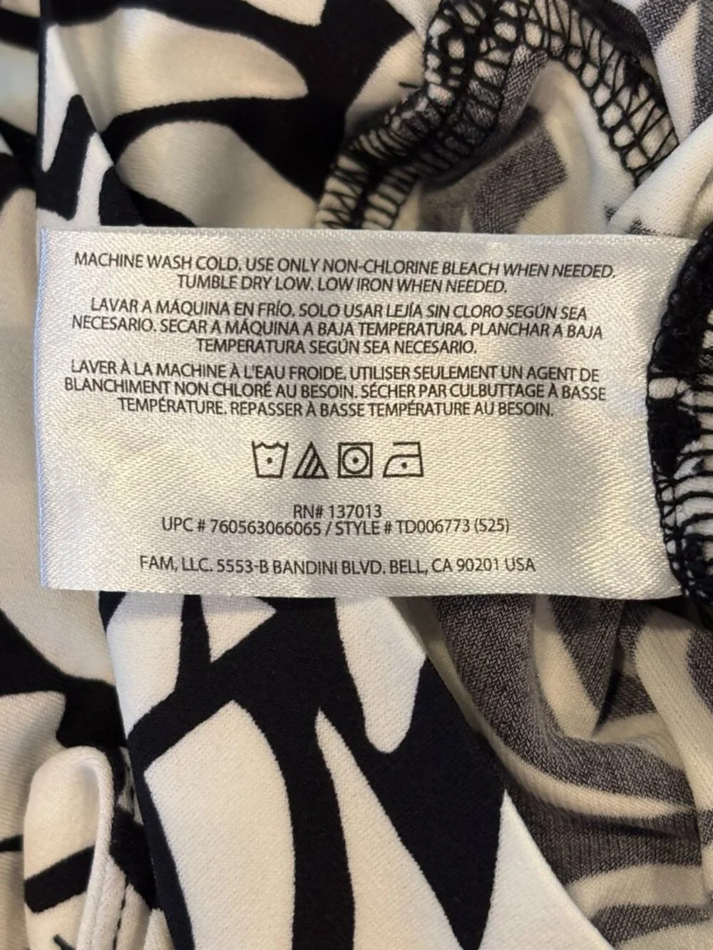 Three Dots | Black & White Leaf Print Wide-Leg Pull-On Pants | Size XL | NWT - Picture 5 of 6